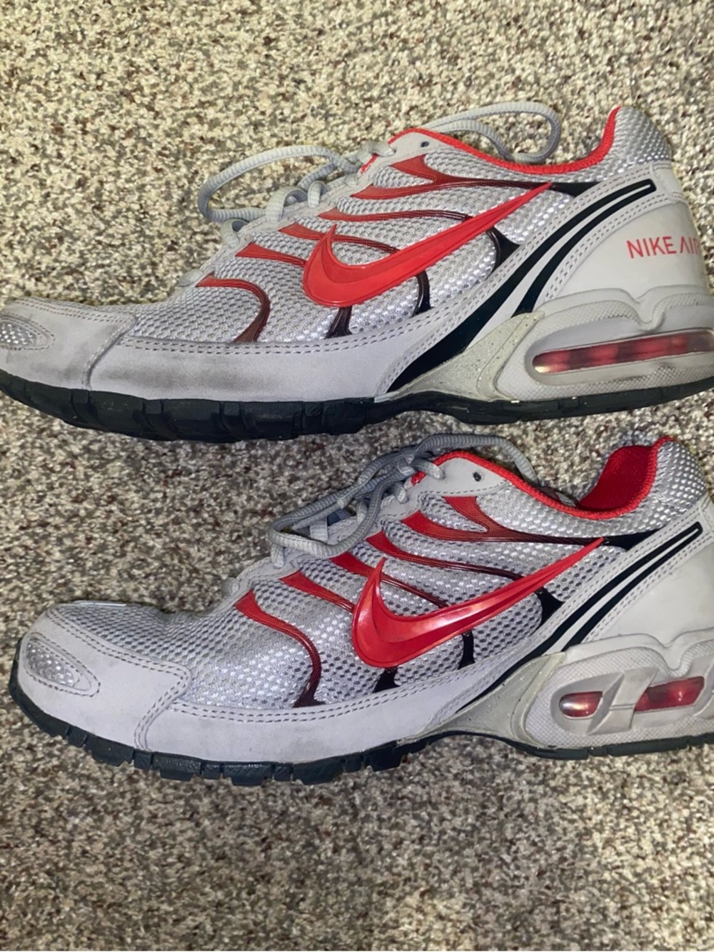 Nike Gray and Red Torch 4 Lightweight Running Sneakers